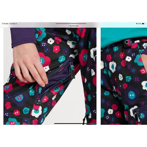 Burton Girls Snowboard Pants Elite Cargo Snow Cargo Pants Size Girl Small (8) - Picture 7 of 16